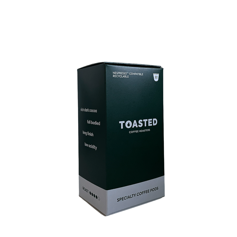 Toasted Coffee Pods Box Angle View