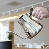 Fellow Stagg polished steel Pour over kettle in hand pouring
