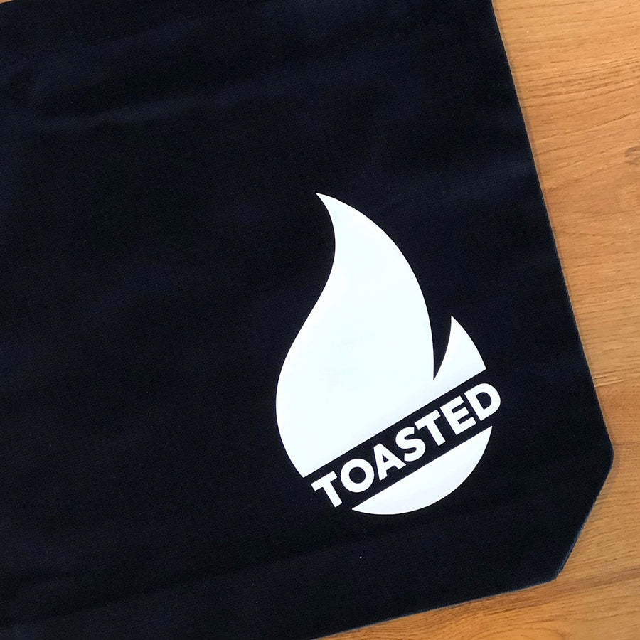 Toasted Tote Bag - Black with White Logo