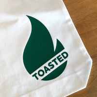 Toasted Tote Bag - White with Green Logo