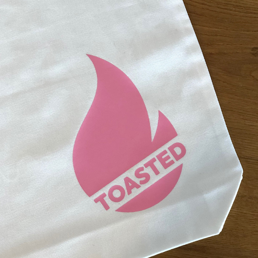 Toasted Tote Bag - White with Pink Logo